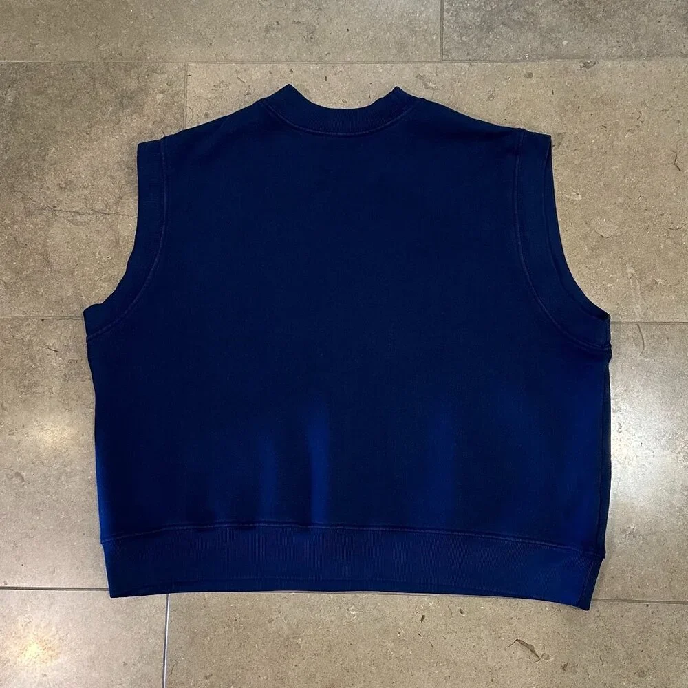 (NWOT) NLT Cotton-Fleece Boxy Garment-Dye Sleeveless Sweatshirt Vest (True Navy) - Picture 12 of 16
